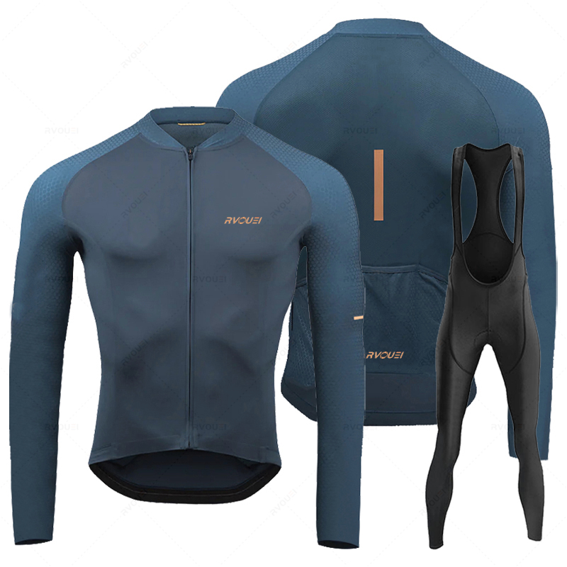Cycling Community - Rvouei Breathable แขนยาวขี่จักรยาน JERSEY ชุดกางเกง Ropa