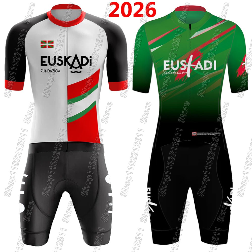 Cycling Commute Shorts - ชุดเสื้อเจอร์ซีย์ปั่นจักรยานทีม Euskadi 2026 ชุดฤดูร้อนสเปน ชุดปั่นจักรยานเสือหมอบ เสื้อจักรยาน